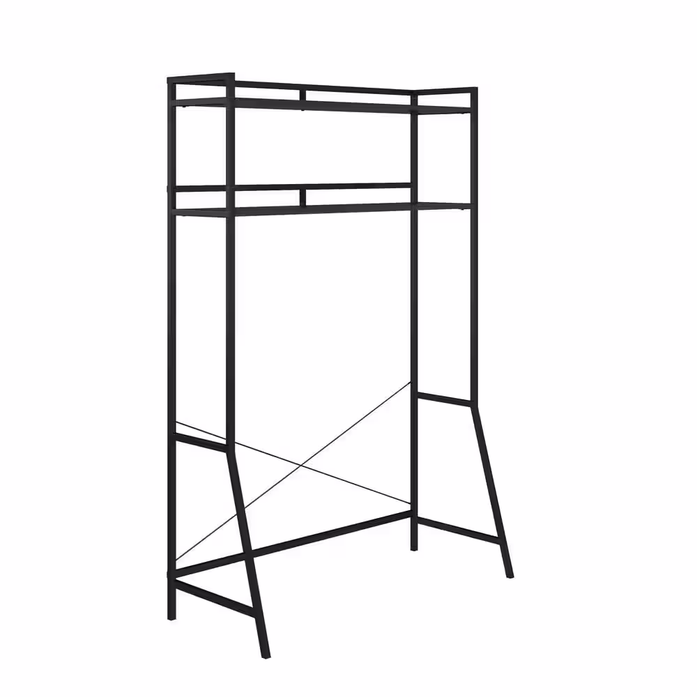 Beverly 18.5 in. x 42.83 in. x 64.86 in. Black Oak Over the Bed Storage with 2 Shelves for Twin and XL Twin